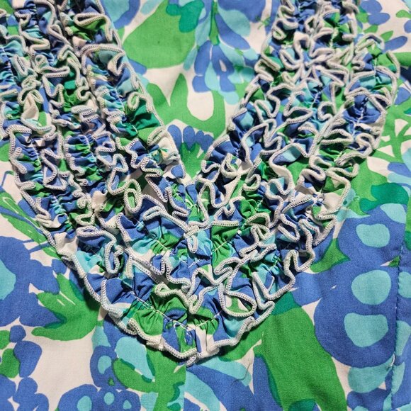 Lilly Pulitzer Halter Bee in Your Bonnet Sleeveless Dress V-Neck Ruffle  2 Woman - Picture 6 of 13